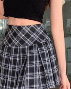 하프 로우체크 스커트