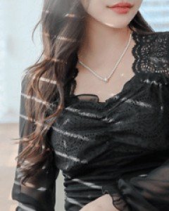 리시 쉬폰소매 셔링티