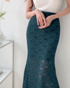 틴시스루 레이스 롱스커트