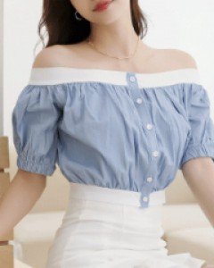 크런키 오프숄더 탑