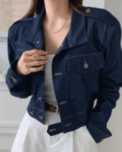 폴트 데님 숏자켓