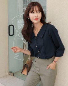 젠써 카라블라우스[FREE,L사이즈]