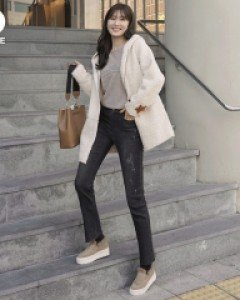 클릭엔블랙 기모일자데님팬츠[S,M,L사이즈]