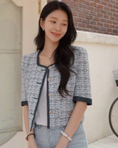 넨시배색 트위드자켓[S,M,L사이즈]