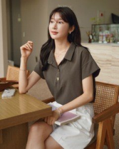 러블버튼 카라블라우스