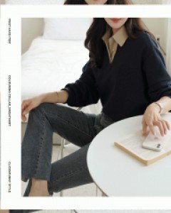 잇레배색 기모카라맨투맨티