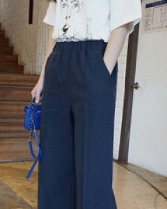 NA2006(S~L)린넨 와이드 밴딩팬츠(네이비)