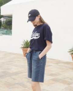 NA3030(FREE)윈드 밴딩 5부 데님팬츠