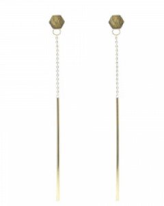 Hexagon Slim Long Earrings