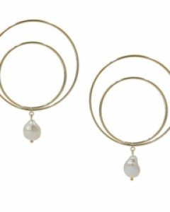 Double Circle Pearl Earrings