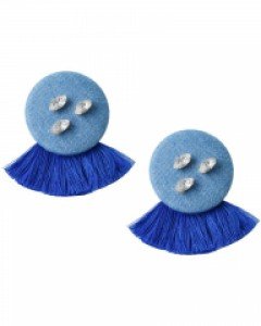 Blue Button Tassel Earrings [김나희 착용]