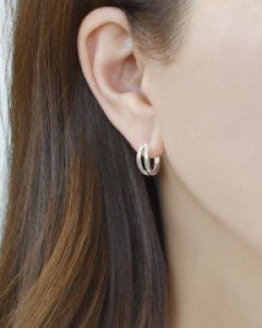 Double Row Silver Hoops Earrings