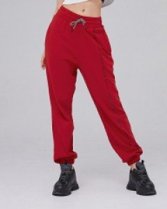 레터링 트레이닝 조거팬츠 스파이시레드