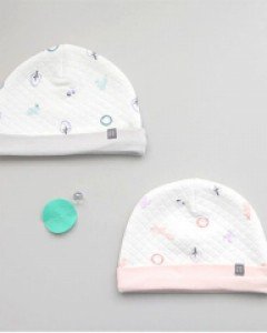 [밤부아일랜드] 밤부 아이린 보온 신생아 모자 (핑크/그레이)
