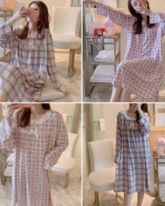 바메젠 체크 프릴 파자마 원피스(2color)