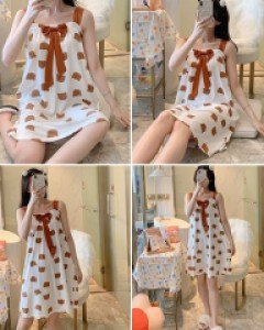 C치즈곰 리본 나시원피스 잠옷_250623