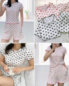 M하트뿅뿅 반팔 잠옷 세트_251316