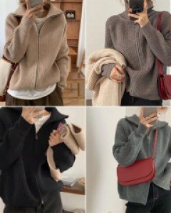 T포근 하이넥 니트 가디건_252166