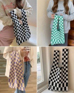 E체커보드 니트백_253405