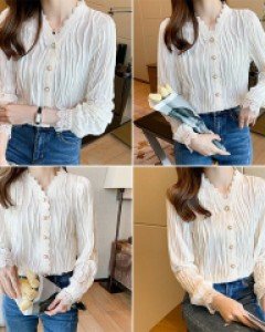 B레이스 진주 블라우스_253935