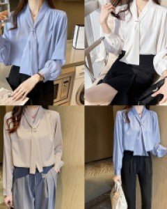 M넥 포인트 블라우스_254097