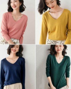 V넥 데일리 소프트 니트_258307
