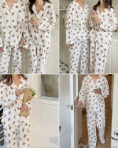 R머플러베어 커플 잠옷 세트_258511