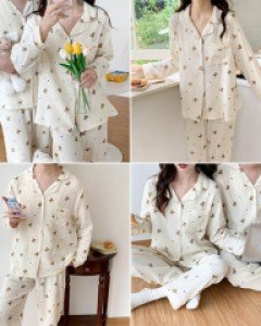 B베어 하트 커플 잠옷 세트_258522