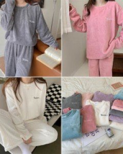 S레터링 골지 수면 잠옷 세트_258757