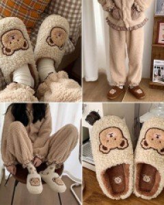 C귀염베어 뽀글이 퍼 슬리퍼_259058