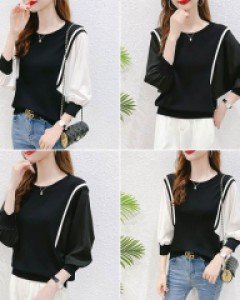 G플레인돌먼 배색 니트_260193