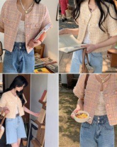 O4주시르 트위드 반팔 자켓_260466