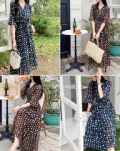 O5도트코인 쉬폰 롱 원피스_260539