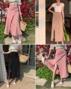 N2셔링머메이드 트임 랩 롱 스커트_260590