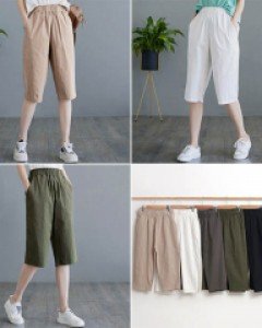 C2코튼린넨 레귤러핏 7부 밴딩 팬츠_260717