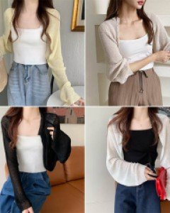 J2썸머니트 볼레로 크롭 가디건_260720