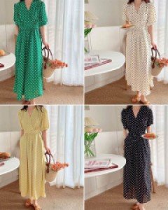 G3스몰도트 포켓 롱 원피스_260758