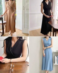 P3딜라잇 꼬임 나시 롱 원피스_260910