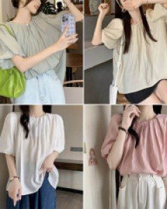 G2플리츠벌룬 반팔 블라우스_260916