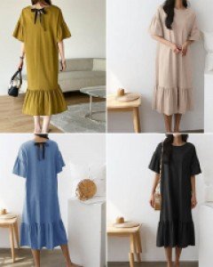 A5백리본포인트 반팔 셔링 원피스_260947