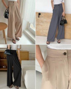 I3쿨투턱 뒷밴딩 와이드 슬렉스 팬츠_260986