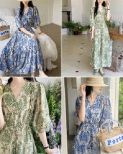 H2로코패턴 랩 롱 원피스_261004