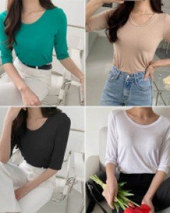 J2여리한 레이온 5부 반팔 티셔츠_261015