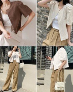 H3퍼프반팔소매 린넨 자켓_261074