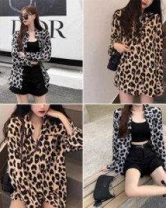 Y1힙레오파드 나염 블라우스_261198