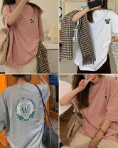 U3더블유로고 이너 레이어드 박시 티셔츠_261228