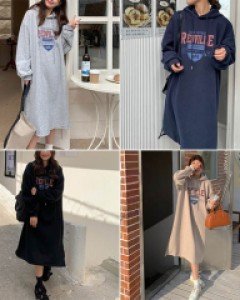 R3마크로고 후드 롱 원피스_261248