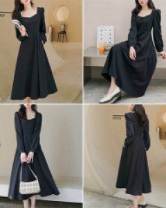 H2하트스퀘어넥 플레어 원피스_261348