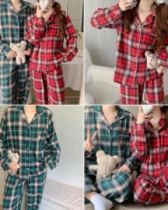 A1러빗체크 커플 긴팔 잠옷 세트_261520