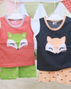 에프랑 폭스 아기 유아 여름 나시 민소매 실내 상하복 / 오렌지 차콜 80호(6-12개월)